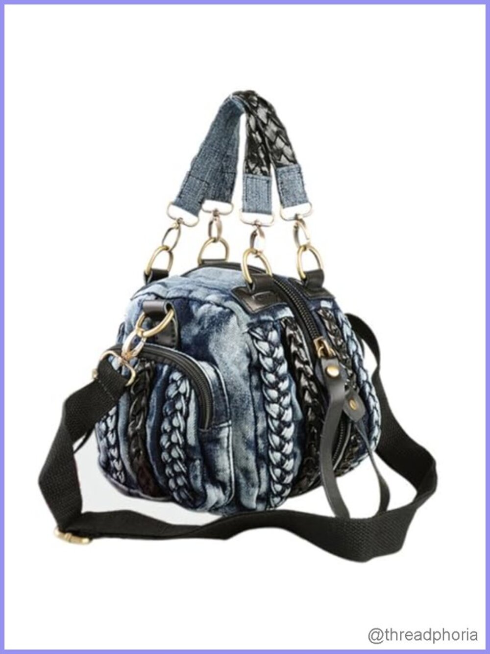 Washed Denim Messenger Bag Cute Women's Shoulder Purse
